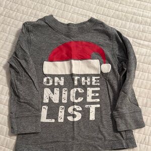 Gray Kids' Holiday Shirt with Santa Hat Design